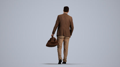 realistic 3D people man business walking, render-ready for V-Ray and Corona, FBX OBJ, front view render