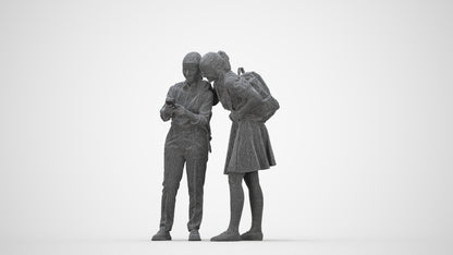 realistic 3D girl kids, scanned archviz people for Blender and 3ds Max, wireframe back view