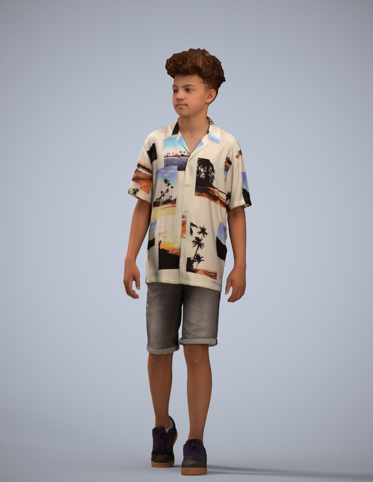 realistic 3D boy casual kids, scanned archviz people for Blender and 3ds Max