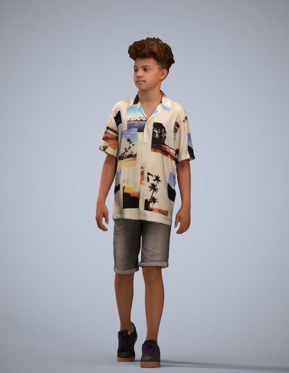 realistic 3D boy casual kids, scanned archviz people for Blender and 3ds Max