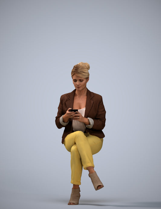 3D people model woman business sitting, scanned human for 3ds Max rendering