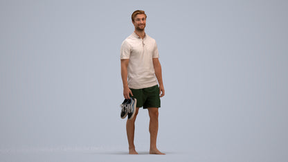 3D human model man casual walking, photogrammetry scanned person for archviz, standing pose render