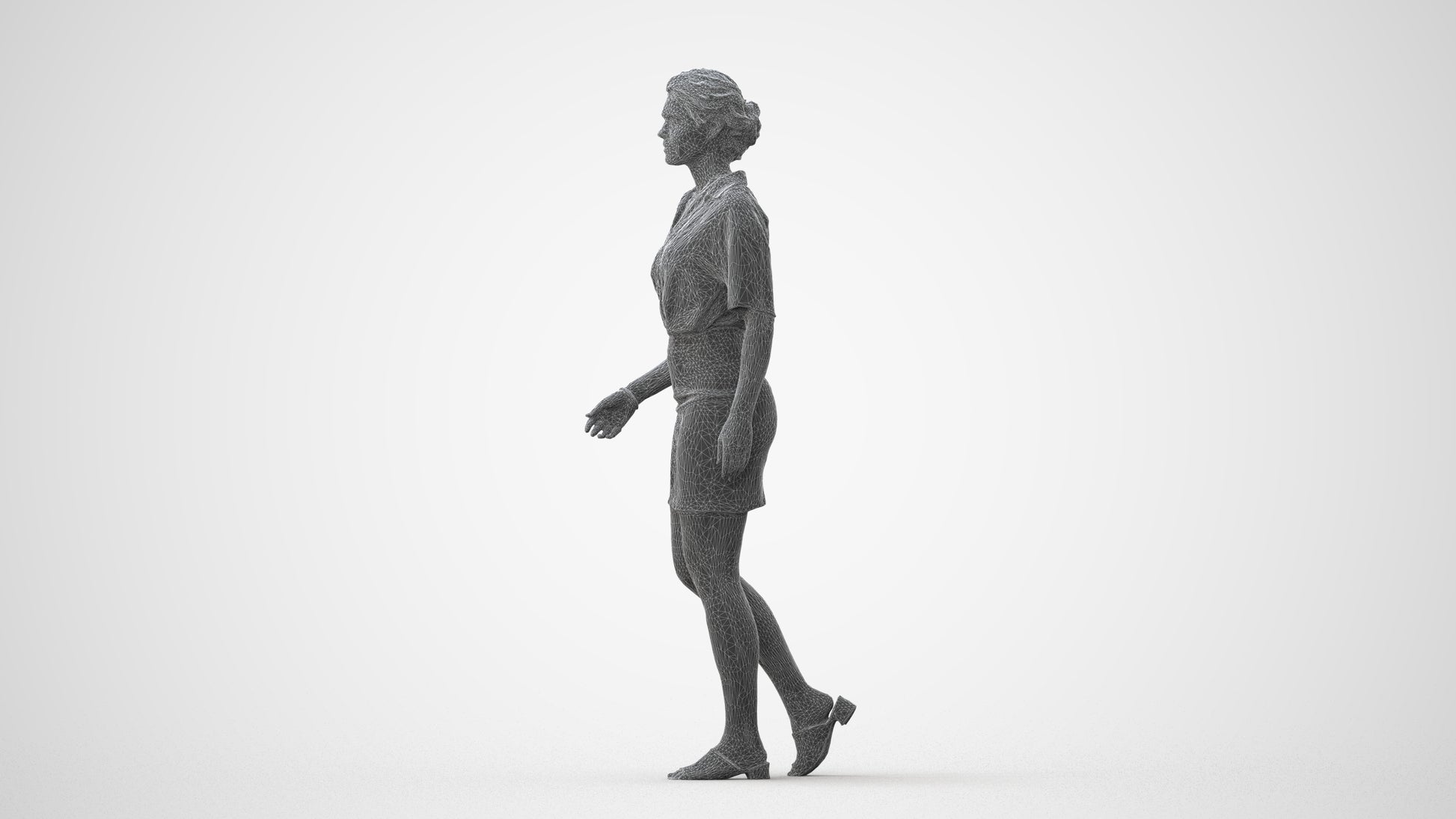 photogrammetry 3D woman casual walking, realistic human model archviz FBX, square thumbnail