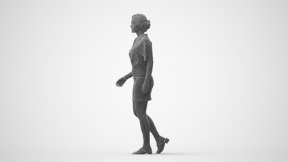 photogrammetry 3D woman casual walking, realistic human model archviz FBX, square thumbnail