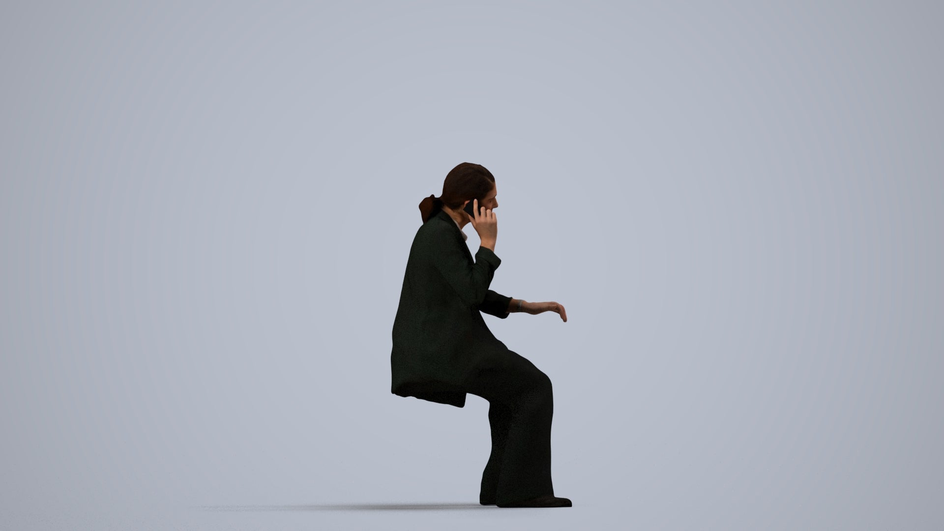 scanned 3D woman business, photogrammetry people for Enscape and V-Ray, side view render