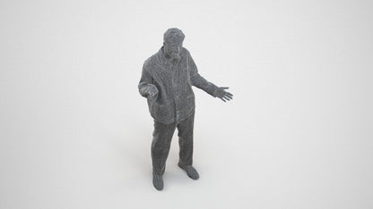 realistic 3D man casual standing, scanned archviz people for Blender and 3ds Max, wireframe three-quarter view