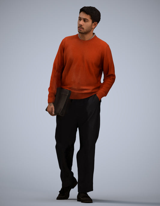 3D people model man casual walking, scanned human for 3ds Max rendering