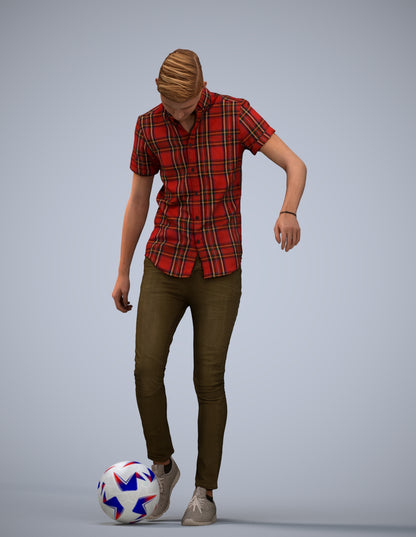 3D human model man sport standing, photogrammetry scanned person for archviz