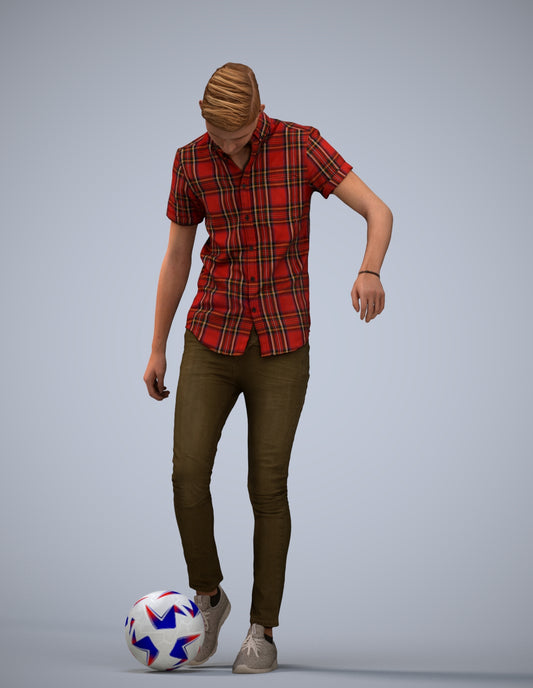 3D human model man sport standing, photogrammetry scanned person for archviz