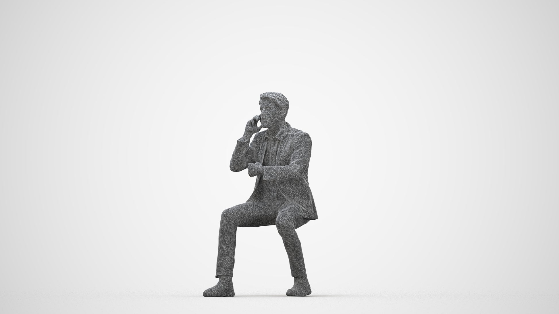 realistic 3D human man business, archviz people FBX OBJ for Blender, wireframe back view