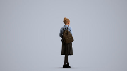 scanned 3D girl kids, photogrammetry people for Enscape and V-Ray, front view render