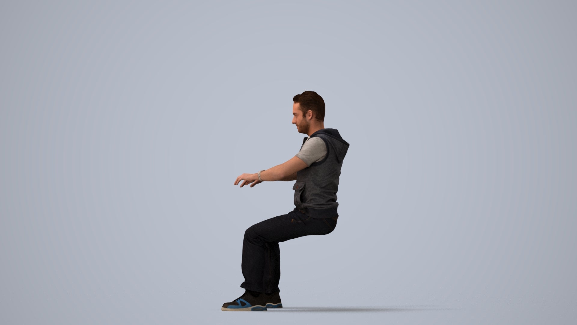 realistic 3D people man casual business, render-ready for V-Ray and Corona, FBX OBJ, three-quarter view render