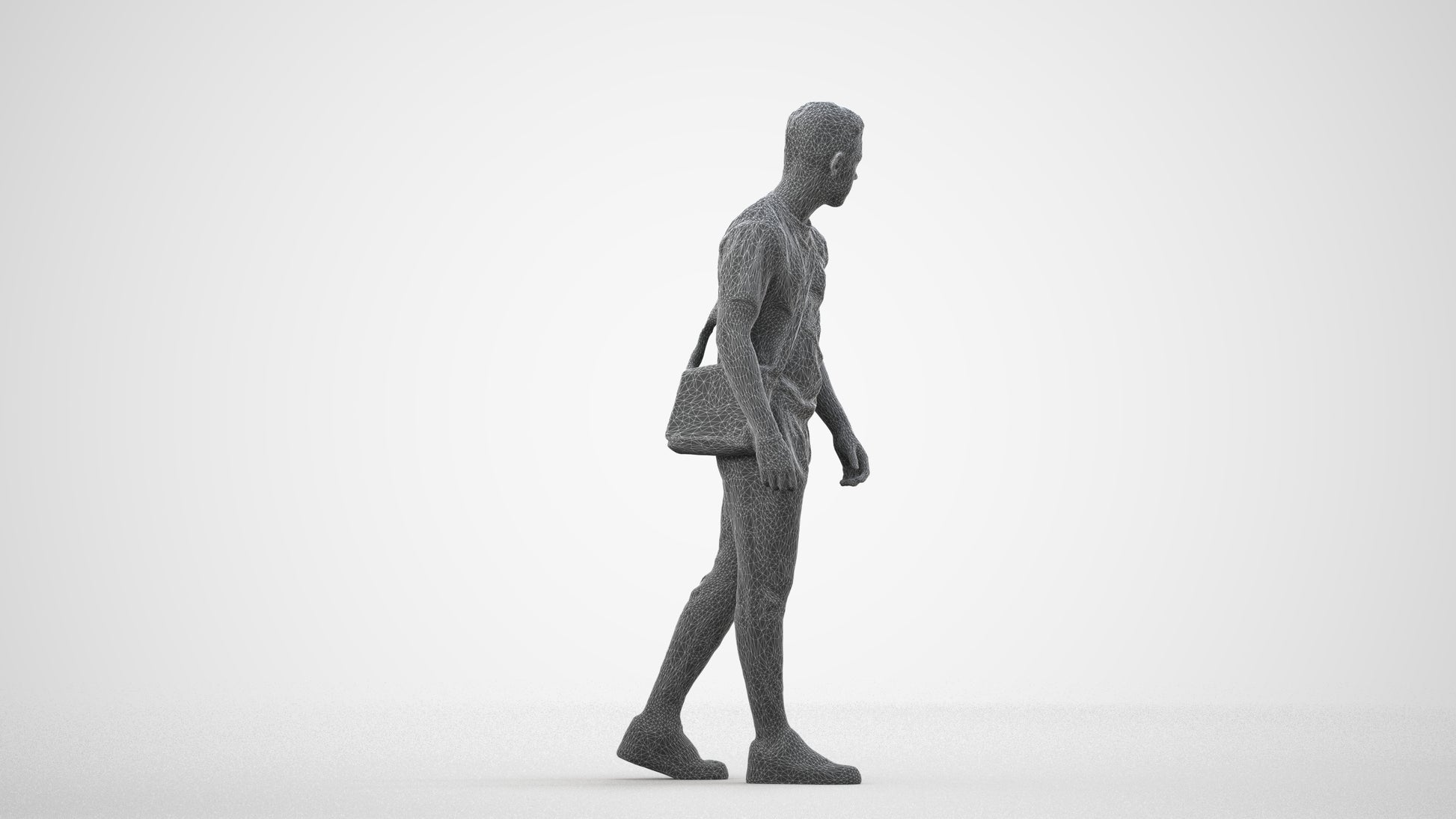 realistic 3D human boy casual kids, archviz people FBX OBJ for Blender, wireframe side view