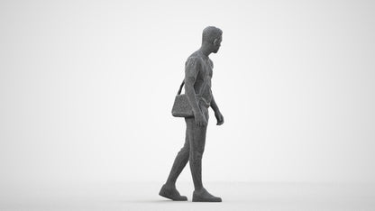 realistic 3D human boy casual kids, archviz people FBX OBJ for Blender, wireframe side view