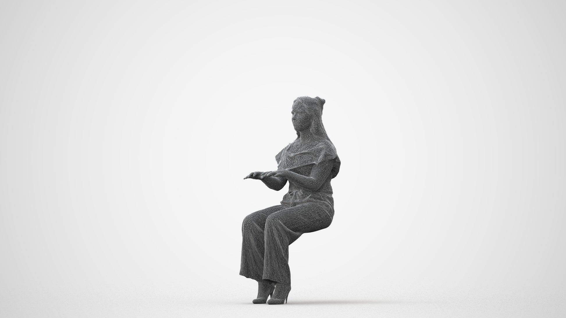3D human model woman casual business, photogrammetry scanned person for archviz, square thumbnail