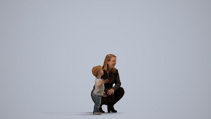 scanned 3D girl casual kids, photogrammetry people for Enscape and V-Ray, side view render
