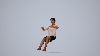 3D scanned woman driving casual, photorealistic archviz people for Enscape and SketchUp, top-down view render
