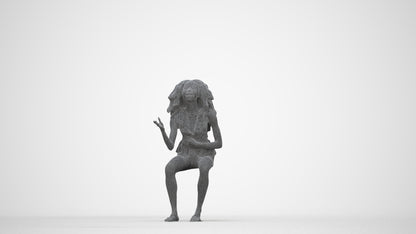 scanned 3D woman casual sitting, photogrammetry people for Enscape and V-Ray, wireframe back view