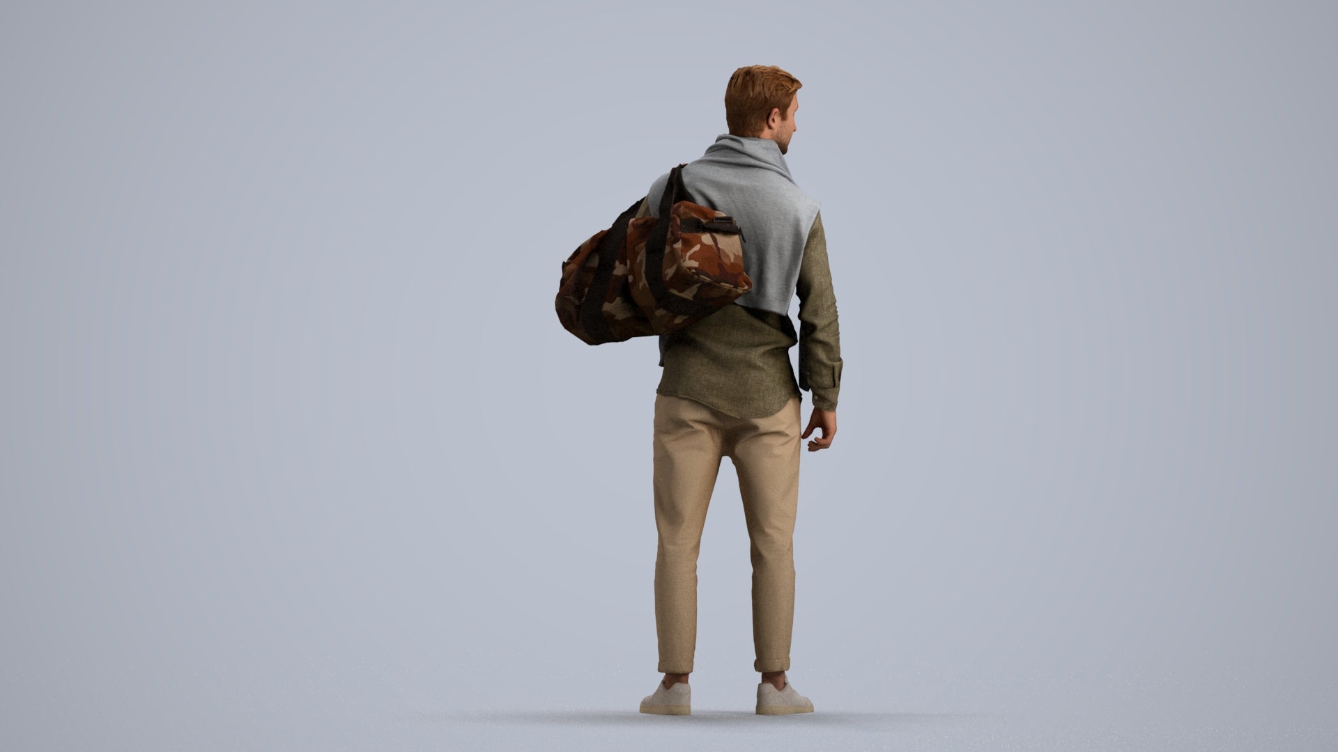 realistic 3D people man casual standing, render-ready for V-Ray and Corona, FBX OBJ, front view render