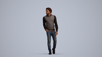 scanned 3D man casual standing, photogrammetry people for Enscape and V-Ray, standing pose render
