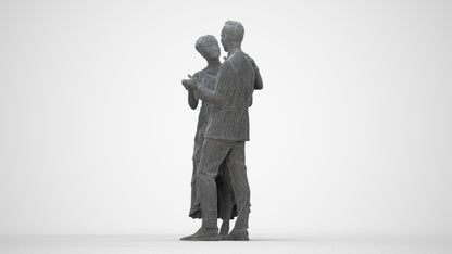 scanned 3D woman formal dancing, photogrammetry people for Enscape and V-Ray, wireframe back view