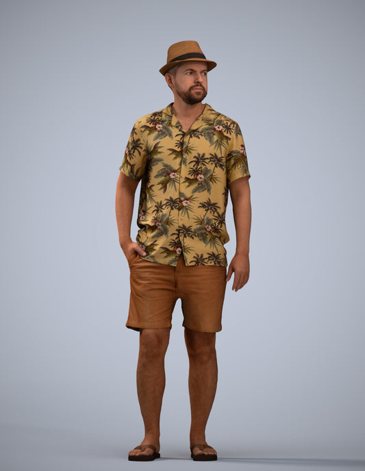 scanned 3D man standing, photogrammetry people for Enscape and V-Ray