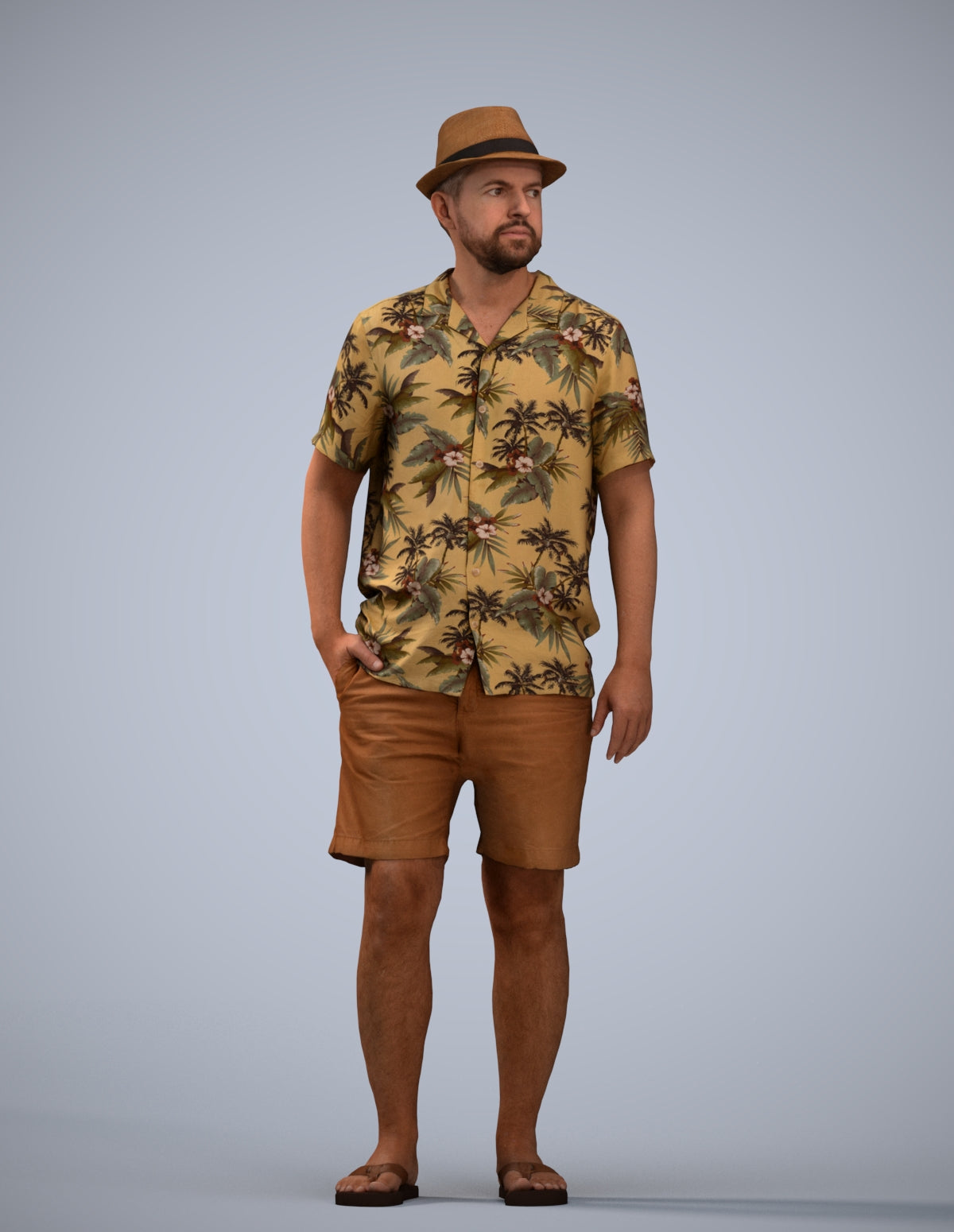 scanned 3D man standing, photogrammetry people for Enscape and V-Ray