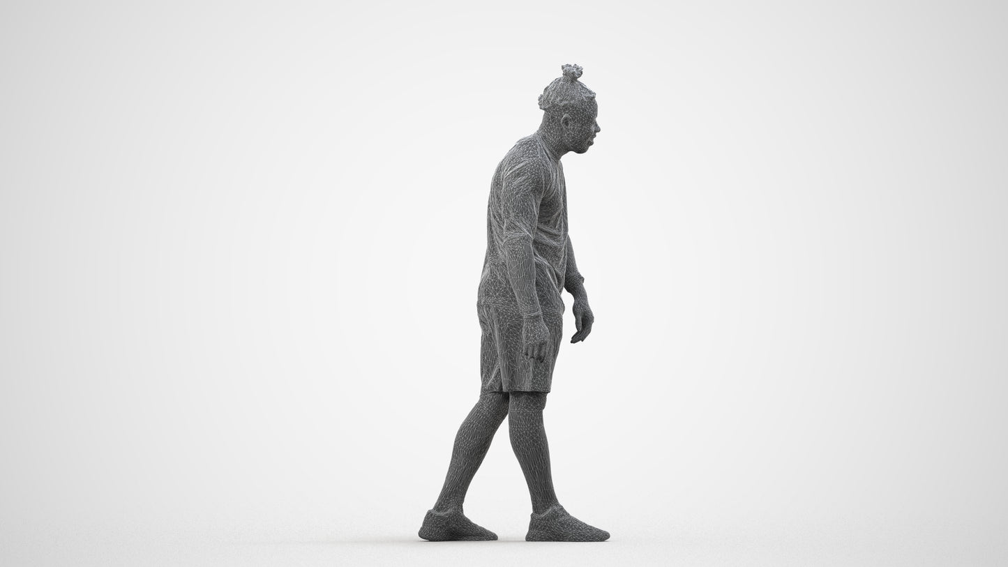 photogrammetry 3D man sport, realistic human model archviz FBX, wireframe side view