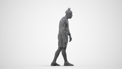 photogrammetry 3D man sport, realistic human model archviz FBX, wireframe side view