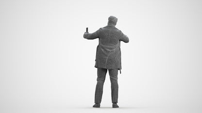 scanned 3D man casual standing, photogrammetry people for Enscape and V-Ray, wireframe front view