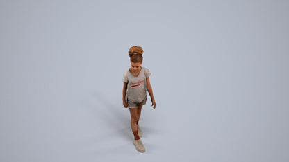 realistic 3D human girl casual kids, archviz people FBX OBJ for Blender, back view render