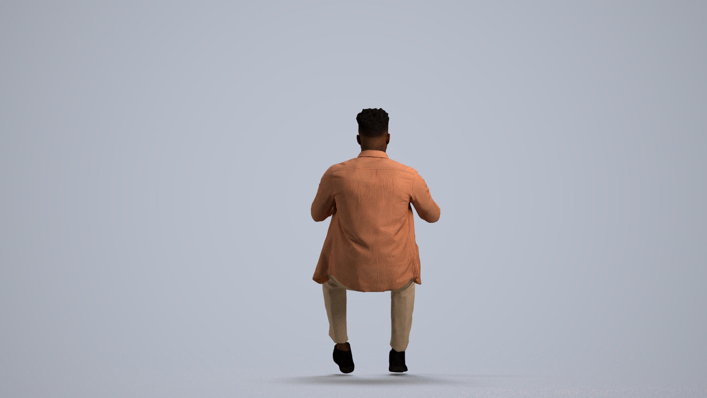 scanned 3D man casual driving, photogrammetry people for Enscape and V-Ray, front view render