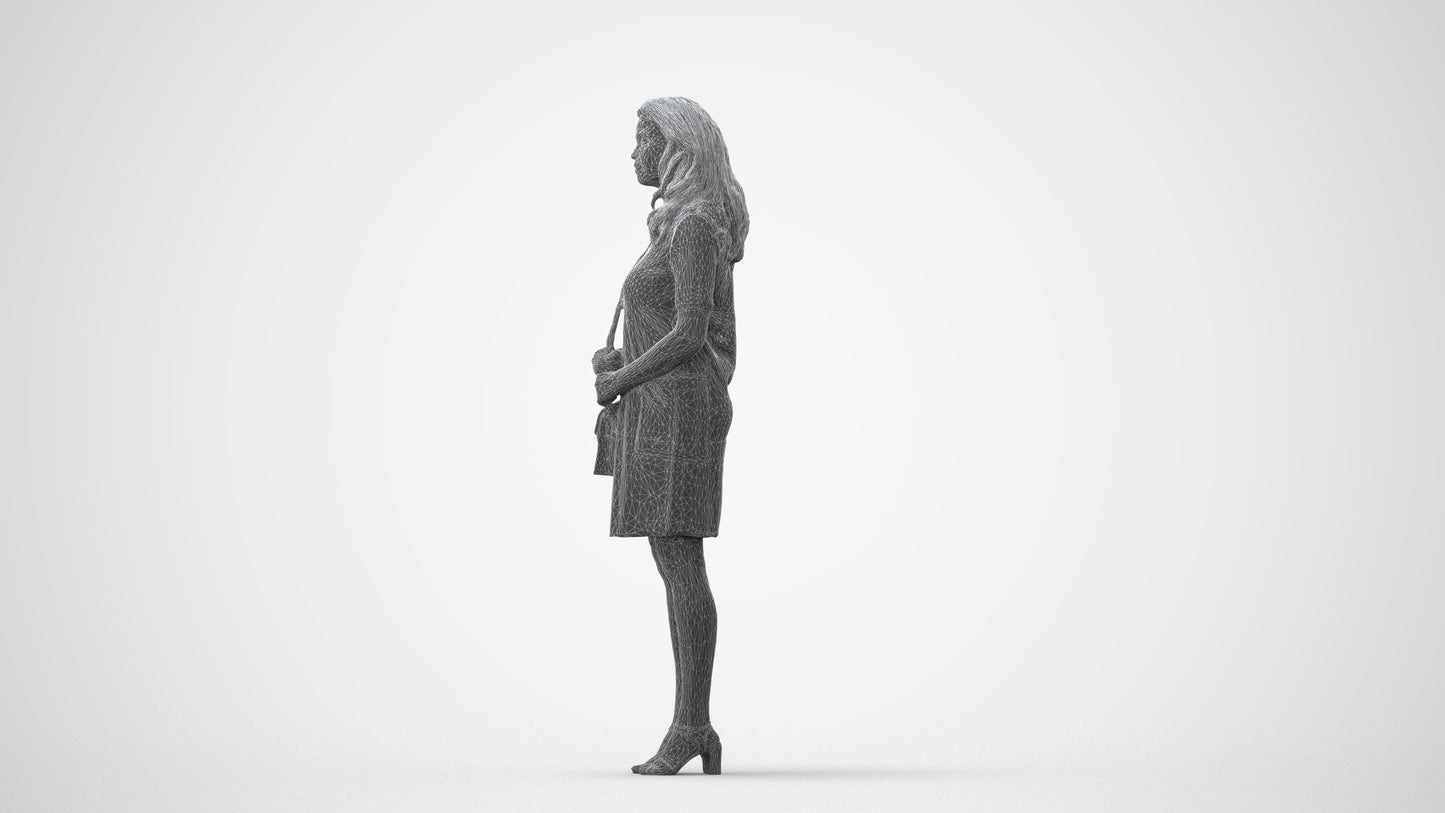 realistic 3D woman business standing, scanned archviz people for Blender and 3ds Max, square thumbnail