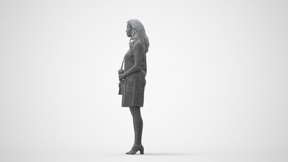 realistic 3D woman business standing, scanned archviz people for Blender and 3ds Max, square thumbnail