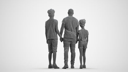 realistic 3D human girl casual kids, archviz people FBX OBJ for Blender, wireframe front view