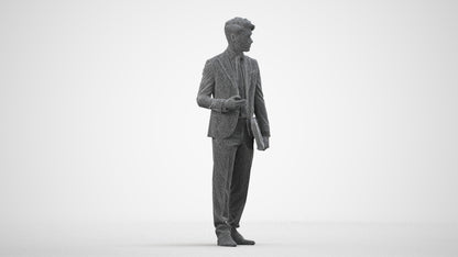 realistic 3D people man business, render-ready for V-Ray and Corona, FBX OBJ, wireframe side view