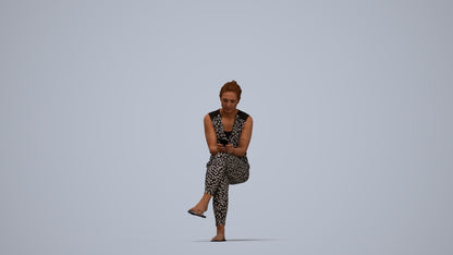 realistic 3D people woman casual sitting, render-ready for V-Ray and Corona, FBX OBJ, top-down view render