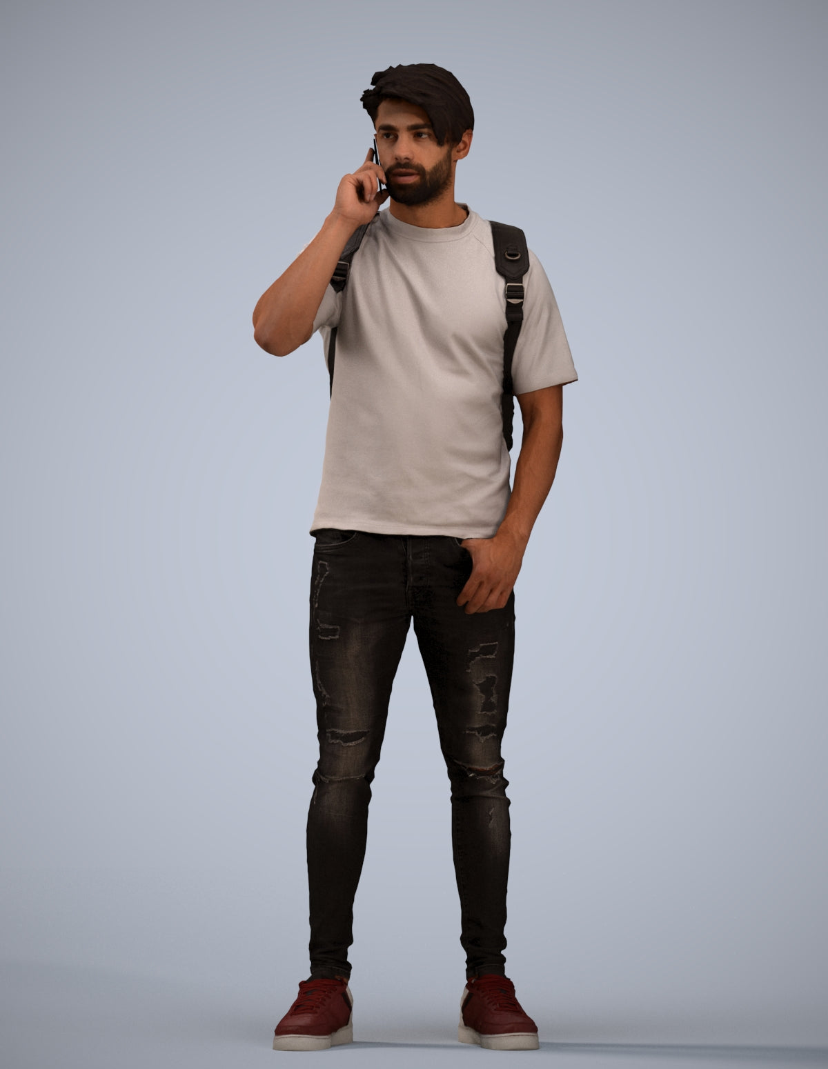 3D scanned man standing casual, photorealistic archviz people for Enscape and SketchUp
