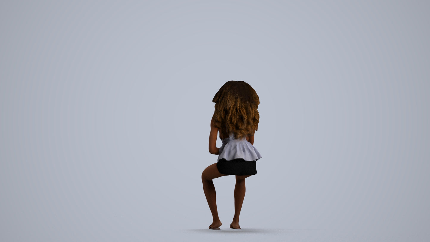 scanned 3D woman casual sitting, photogrammetry people for Enscape and V-Ray, front view render