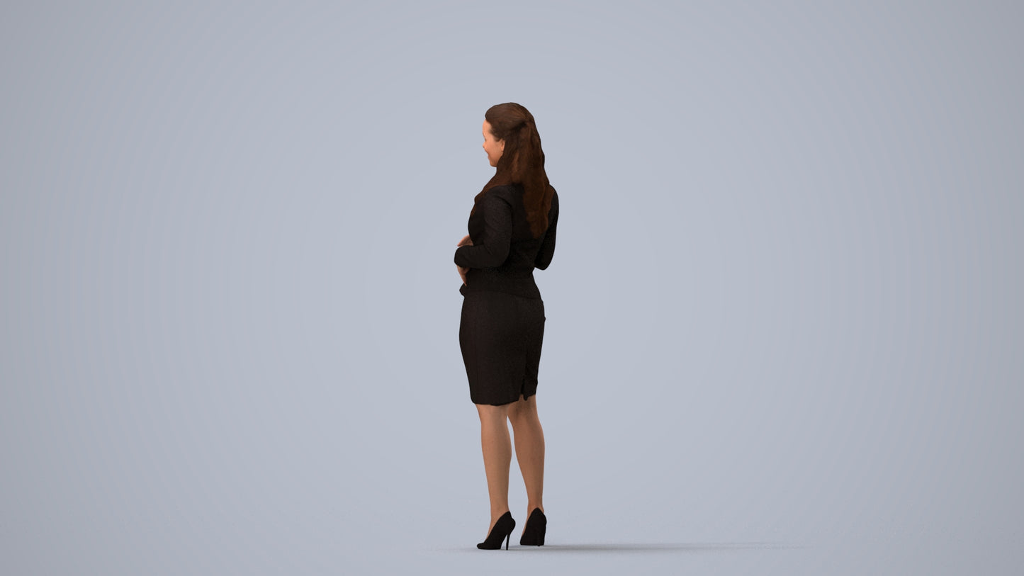 photogrammetry 3D woman business, realistic human model archviz FBX, three-quarter view render