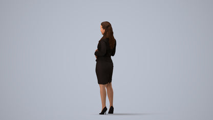 photogrammetry 3D woman business, realistic human model archviz FBX, three-quarter view render