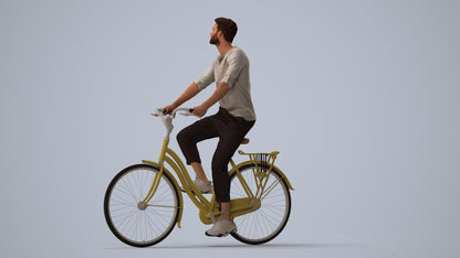 3D scanned man sitting casual, photorealistic archviz people for Enscape and SketchUp, three-quarter view render