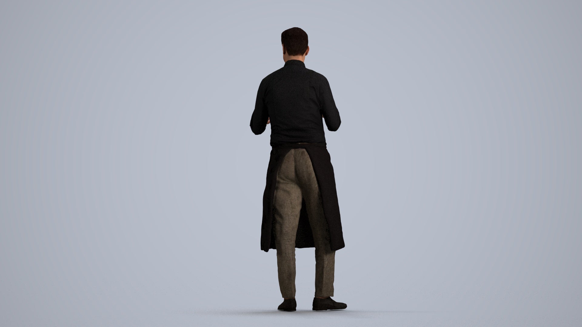 3D people model man hospitality, scanned human for 3ds Max rendering, front view render