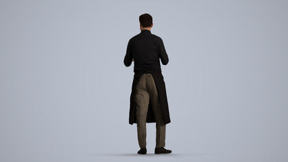 3D people model man hospitality, scanned human for 3ds Max rendering, front view render