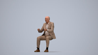 photogrammetry 3D senior man business driving, realistic human model archviz FBX, top-down view render