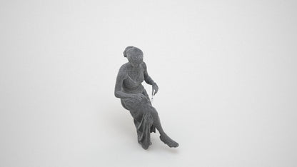 3D human model woman formal formalaffairs, photogrammetry scanned person for archviz, wireframe three-quarter view
