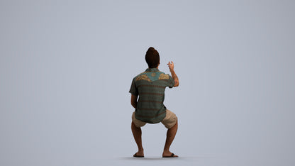 scanned 3D man casual sitting, photogrammetry people for Enscape and V-Ray, front view render