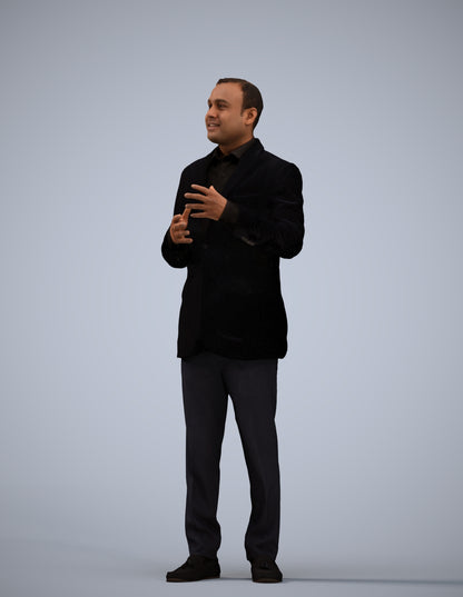 3D human model man formal standing, photogrammetry scanned person for archviz