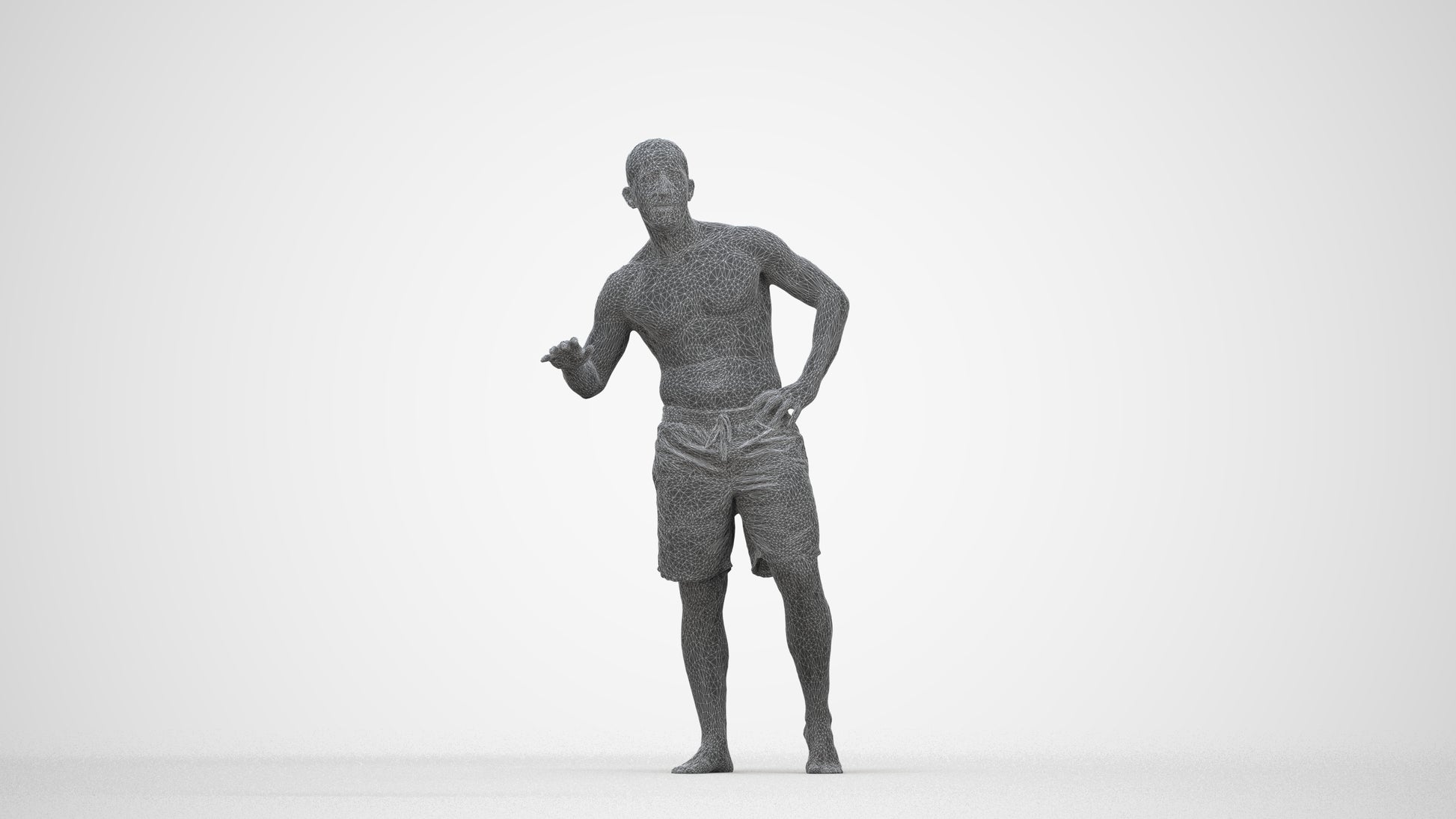 realistic 3D human man pool, archviz people FBX OBJ for Blender, wireframe back view