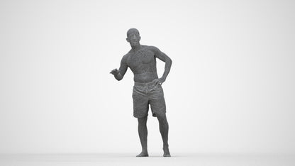 realistic 3D human man pool, archviz people FBX OBJ for Blender, wireframe back view